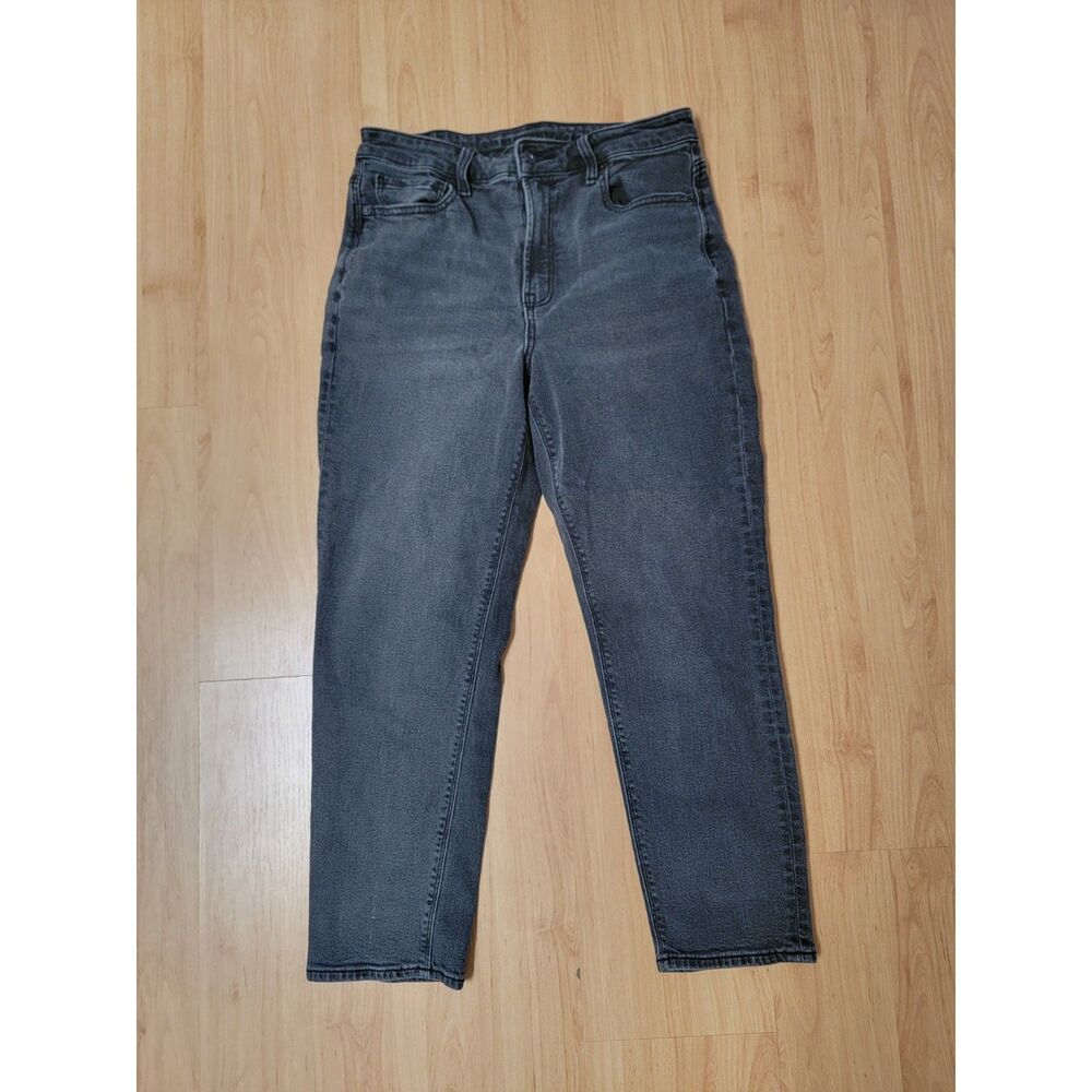 American Eagle Stretch Mom Jeans High Waist Charcoal Gray Black Size 8 Short